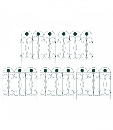 vidaXL Garden Fence 5 pcs Green Steel