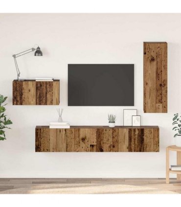 vidaXL TV Cabinet Set with Drawer 4 pcs Old Wood Engineered Wood