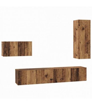 vidaXL TV Cabinet Set with Drawer 4 pcs Old Wood Engineered Wood