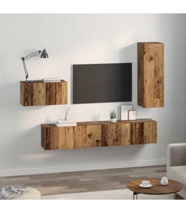 vidaXL TV Cabinet Set with Drawer 4 pcs Old Wood Engineered Wood