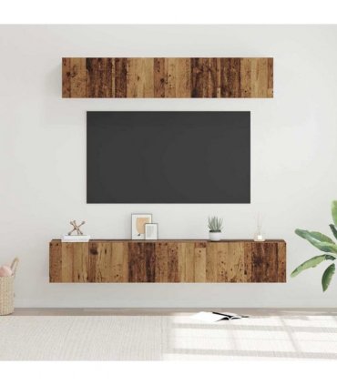 vidaXL TV Cabinet Set Wall-mounted 5 pcs Old Wood Engineered Wood