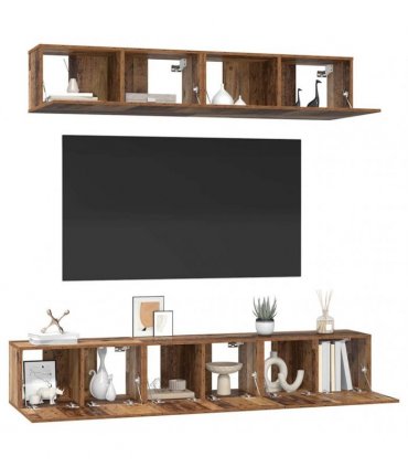 vidaXL TV Cabinet Set Wall-mounted 5 pcs Old Wood Engineered Wood