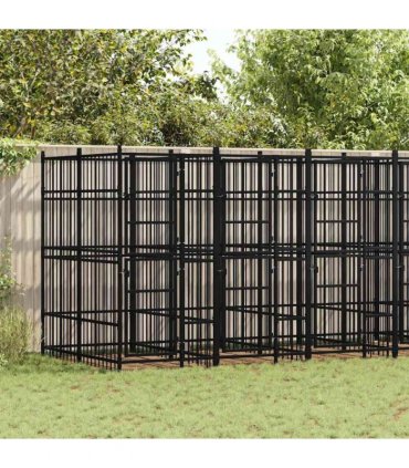 vidaXL Outdoor Dog Kennel Steel 11.06 m²
