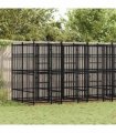 vidaXL Outdoor Dog Kennel Steel 11.06 m²