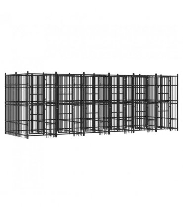 vidaXL Outdoor Dog Kennel Steel 11.06 m²