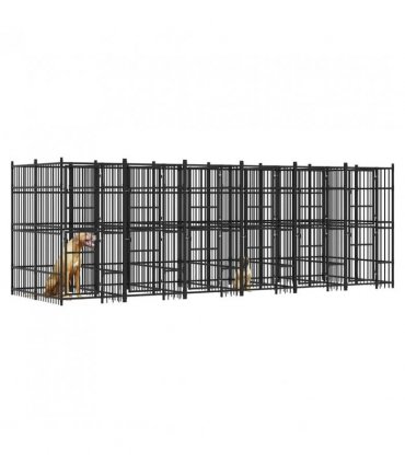 vidaXL Outdoor Dog Kennel Steel 11.06 m²