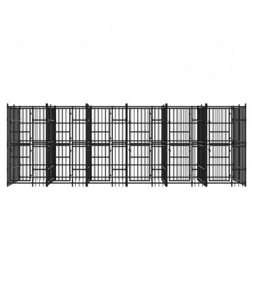 vidaXL Outdoor Dog Kennel Steel 11.06 m²