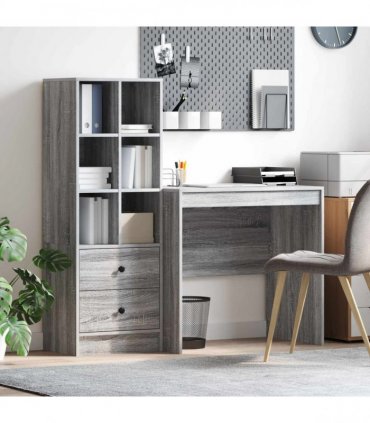 vidaXL Desk with Drawer with Shelf with Storage 2 pcs Grey Sonoma