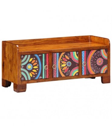 vidaXL Shoe Cabinet Multicolour 90 x 35 x 40 cm Solid Acacia Wood