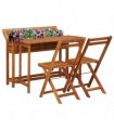 vidaXL Garden Planter Table With Chair | Brown | Solid acacia wood | Medium