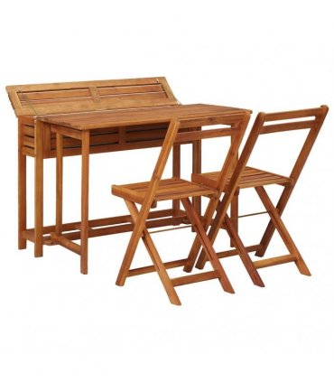 vidaXL Garden Planter Table With Chair | Brown | Solid acacia wood | Medium