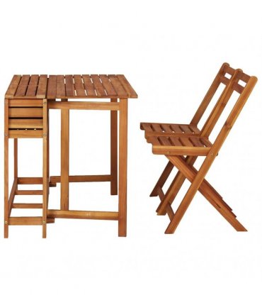 vidaXL Garden Planter Table With Chair | Brown | Solid acacia wood | Medium