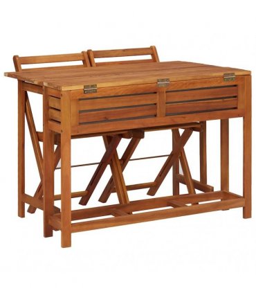 vidaXL Garden Planter Table With Chair | Brown | Solid acacia wood | Medium