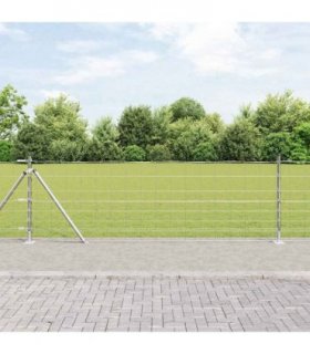 vidaXL Welded Wire Fence with Concrete Base 50 x 0.8 m Silver Mesh