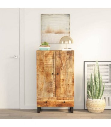 vidaXL Highboard with Drawer 60x33x100 cm Solid Wood Mango&Iron