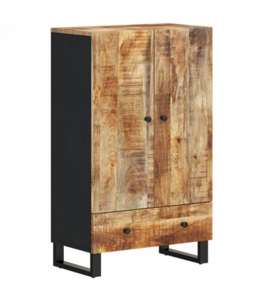 vidaXL Highboard with Drawer 60x33x100 cm Solid Wood Mango&Iron