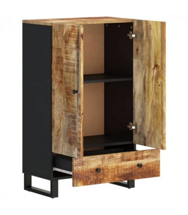vidaXL Highboard with Drawer 60x33x100 cm Solid Wood Mango&Iron