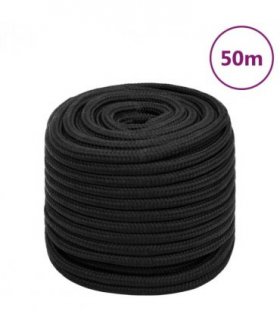 vidaXL Boat Rope Full Black 16 mm 50 m Polypropylene