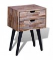 vidaXL Nightstand with 2 Drawers Reclaimed Teak Wood
