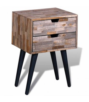 vidaXL Nightstand with 2 Drawers Reclaimed Teak Wood