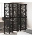 vidaXL Room Divider 6 Panels Black Solid Wood Paulownia