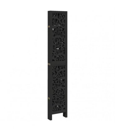 vidaXL Room Divider 6 Panels Black Solid Wood Paulownia