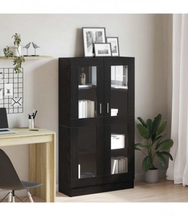 vidaXL Book Cabinet Black Oak 82.5 x 30.5 x 150 cm Engineered Wood