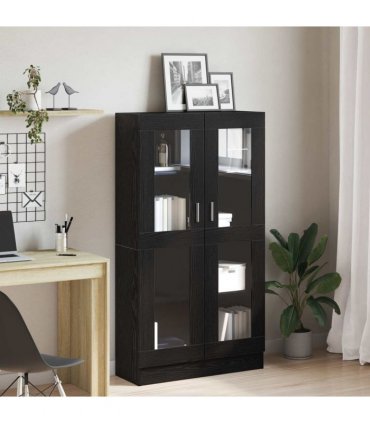 vidaXL Book Cabinet Black Oak 82.5 x 30.5 x 150 cm Engineered Wood