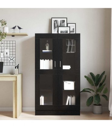 vidaXL Book Cabinet Black Oak 82.5 x 30.5 x 150 cm Engineered Wood
