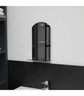 vidaXL Wall Mirror with Shelf 20x40 cm Tempered Glass
