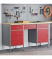 vidaXL Work Cabinet with Drawer 3 pcs Red Engineered Wood and Steel