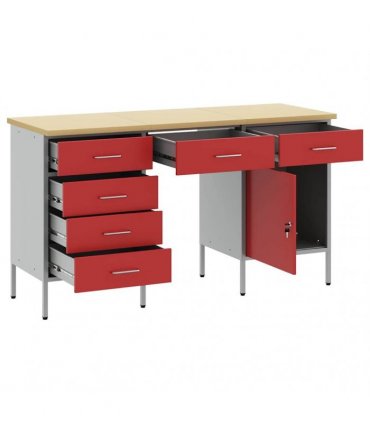 vidaXL Work Cabinet with Drawer 3 pcs Red Engineered Wood and Steel