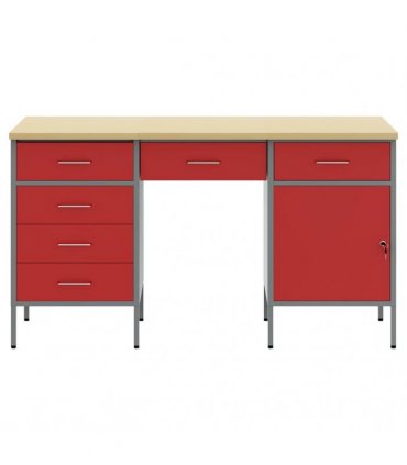 vidaXL Work Cabinet with Drawer 3 pcs Red Engineered Wood and Steel