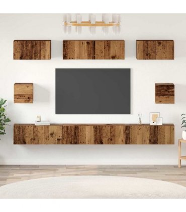 vidaXL TV Cabinet Set Wall-mounted 8 pcs Old Wood Engineered Wood