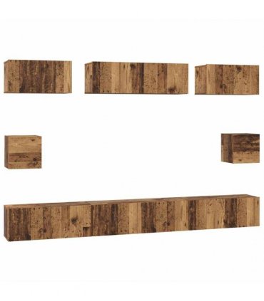 vidaXL TV Cabinet Set Wall-mounted 8 pcs Old Wood Engineered Wood
