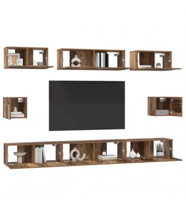 vidaXL TV Cabinet Set Wall-mounted 8 pcs Old Wood Engineered Wood