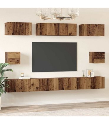 vidaXL TV Cabinet Set Wall-mounted 8 pcs Old Wood Engineered Wood