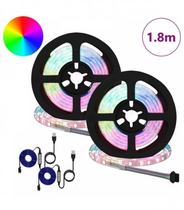 vidaXL LED Strip 2 pcs Black and Transparent 900 mm Copper and Plastic