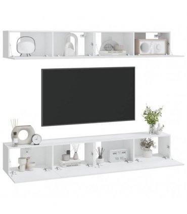vidaXL Wall TV Cabinets 4 pcs White 100x30x30 cm
