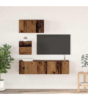 vidaXL TV Cabinet Set Wall-mounted 4 pcs Old Wood Engineered Wood