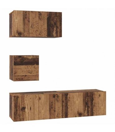 vidaXL TV Cabinet Set Wall-mounted 4 pcs Old Wood Engineered Wood