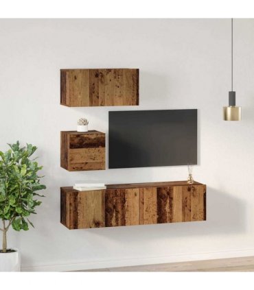 vidaXL TV Cabinet Set Wall-mounted 4 pcs Old Wood Engineered Wood