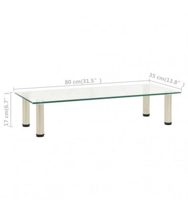 vidaXL TV Stand Transparent 80x35x17 cm Tempered Glass