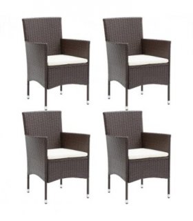 vidaXL Garden Dining Chair | Set of 4 | Brown, Cream white