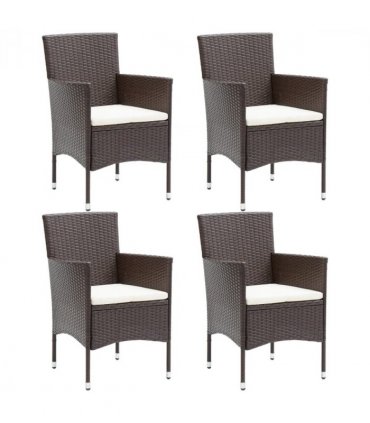 vidaXL Garden Dining Chair | Set of 4 | Brown, Cream white