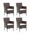 vidaXL Garden Dining Chair | Set of 4 | Brown, Cream white