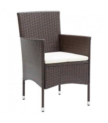 vidaXL Garden Dining Chair | Set of 4 | Brown, Cream white