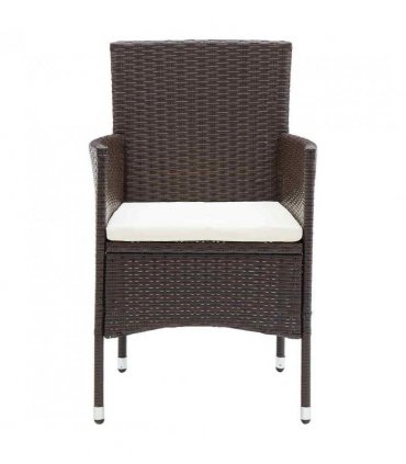 vidaXL Garden Dining Chair | Set of 4 | Brown, Cream white