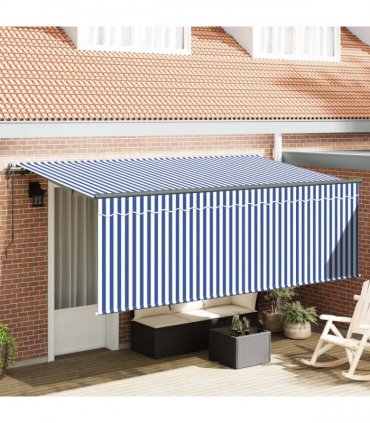 vidaXL Retractable Awning Retractable Blue and White 350 x 200 cm