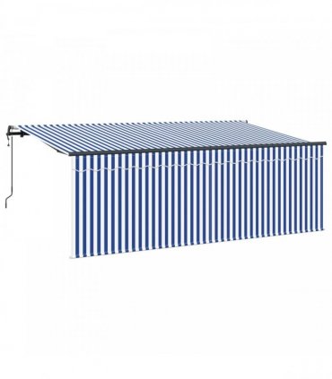 vidaXL Retractable Awning Retractable Blue and White 350 x 200 cm